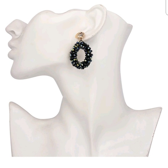 3/$25 Handmade black crystal beaded earrings - Picture 3 of 3